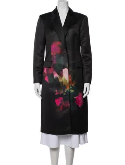 Pre-owned Ted Baker Floral Print Coat In Black