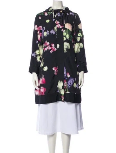 Pre-owned Ted Baker Floral Print Coat In Blue