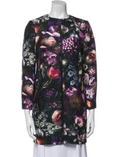 Pre-owned Ted Baker Floral Print Coat In Multi