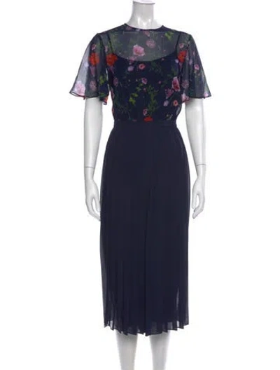 Pre-owned Ted Baker Floral Print Crew Neck Jumpsuit In Blue