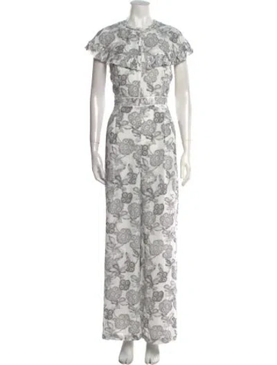 Pre-owned Ted Baker Floral Print Crew Neck Jumpsuit In Multi