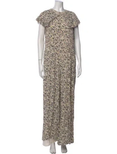 Pre-owned Ted Baker Floral Print Crew Neck Jumpsuit In Neutral
