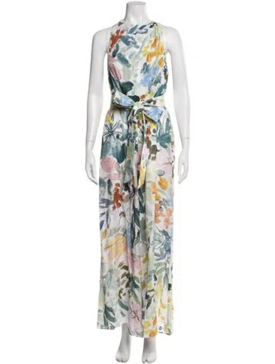 Pre-owned Ted Baker Floral Print Crew Neck Jumpsuit In Neutral