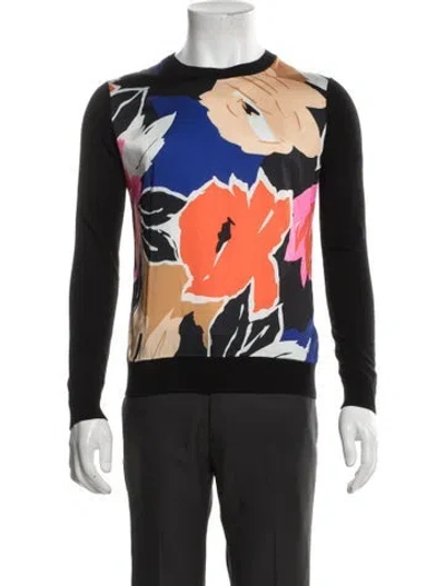 Pre-owned Ted Baker Floral Print Crew Neck Pullover In Black