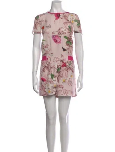 Pre-owned Ted Baker Floral Print Crew Neck Romper In Pink