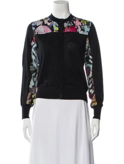 Pre-owned Ted Baker Floral Print Crew Neck Sweater In Black