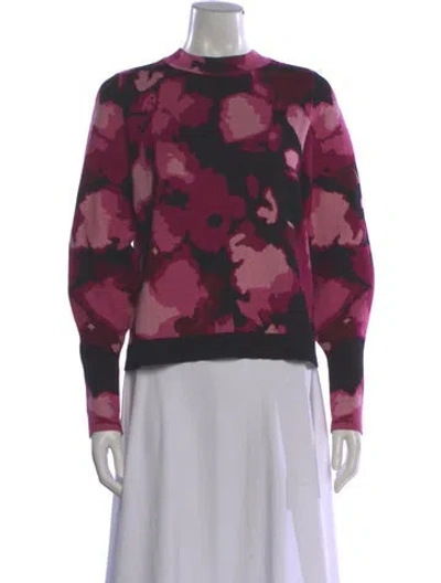 Pre-owned Ted Baker Floral Print Crew Neck Sweater In Black