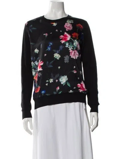 Pre-owned Ted Baker Floral Print Crew Neck Sweater In Black