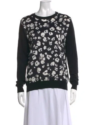 Pre-owned Ted Baker Floral Print Crew Neck Sweater In Black