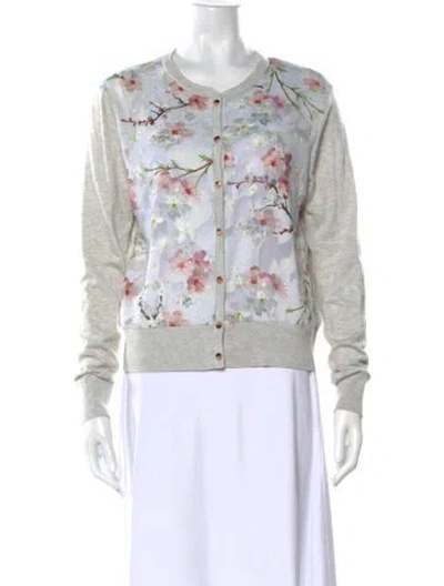 Pre-owned Ted Baker Floral Print Crew Neck Sweater In Multicolor