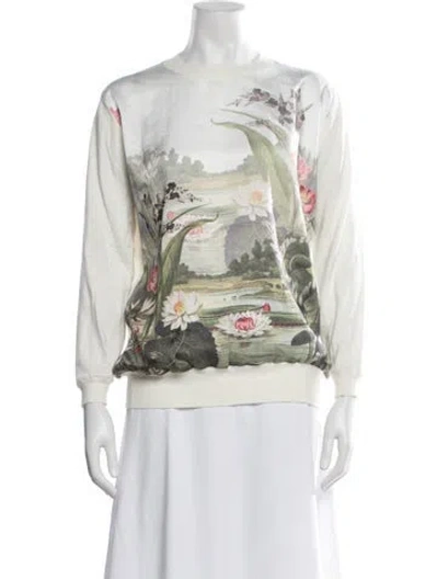 Pre-owned Ted Baker Floral Print Crew Neck Sweater In Neutrals