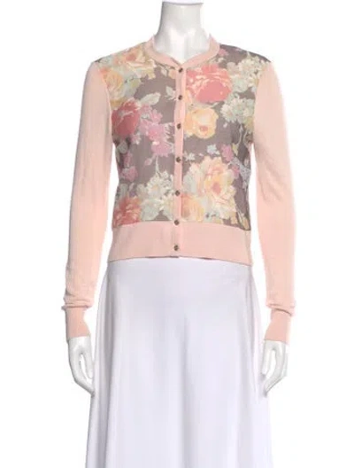 Pre-owned Ted Baker Floral Print Crew Neck Sweater In Pink
