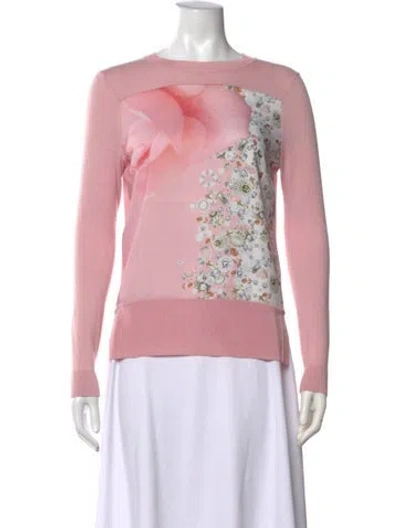 Pre-owned Ted Baker Floral Print Crew Neck Sweater In Pink
