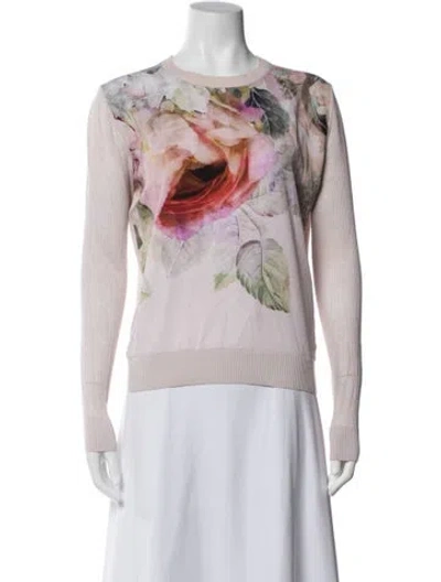 Pre-owned Ted Baker Floral Print Crew Neck Sweater In Purple
