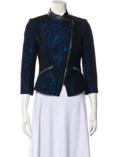 Pre-owned Ted Baker Floral Print Evening Jacket In Blue