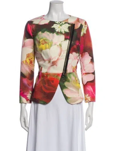 Pre-owned Ted Baker Floral Print Evening Jacket In Pink