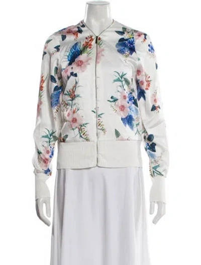 Pre-owned Ted Baker Floral Print Evening Jacket In White