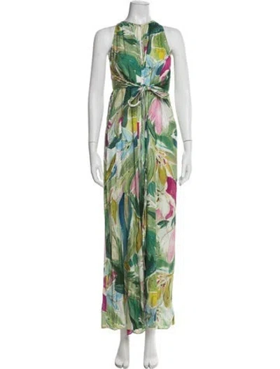 Pre-owned Ted Baker Floral Print Halterneck Jumpsuit In Green