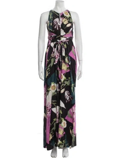 Pre-owned Ted Baker Floral Print Halterneck Jumpsuit In Green