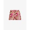 TED BAKER TED BAKER WOMEN'S PINK FLORAL-PRINT HIGH-RISE TWILL SHORTS