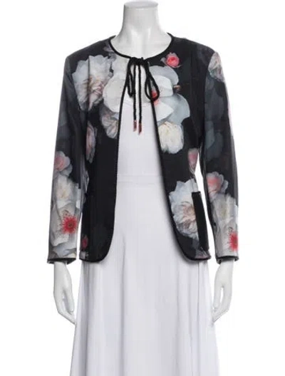 Pre-owned Ted Baker Floral Print Jacket In Black