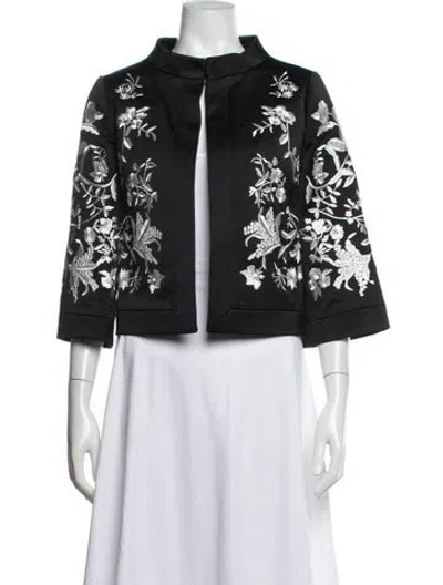 Pre-owned Ted Baker Floral Print Jacket In Black
