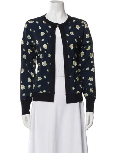 Pre-owned Ted Baker Floral Print Jacket In Blue