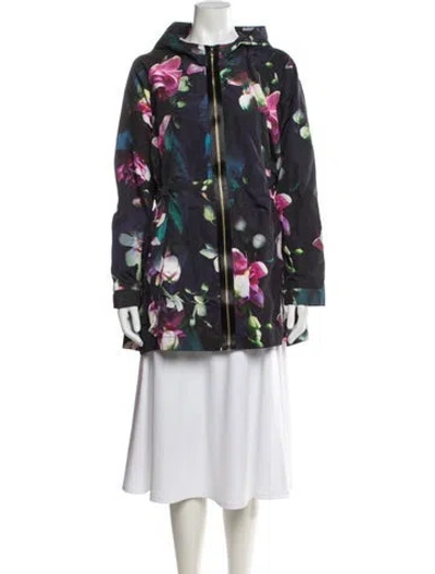 Pre-owned Ted Baker Floral Print Jacket In Blue