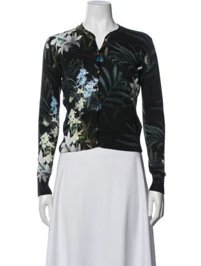 Pre-owned Ted Baker Floral Print Jacket In Green
