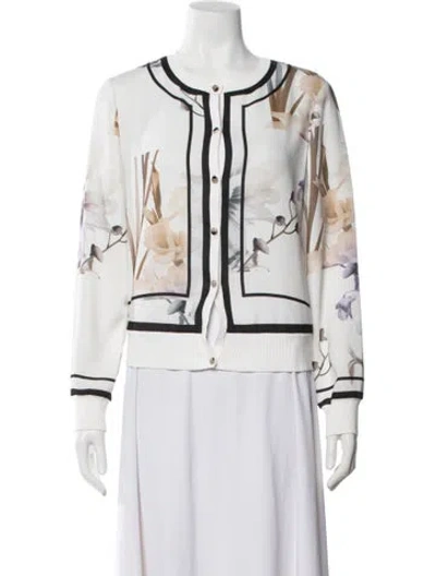 Pre-owned Ted Baker Floral Print Jacket In White