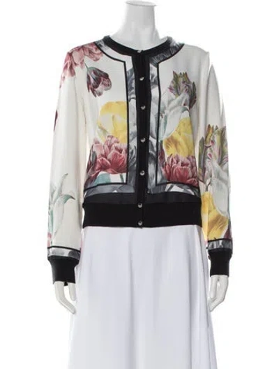 Pre-owned Ted Baker Floral Print Jacket In White
