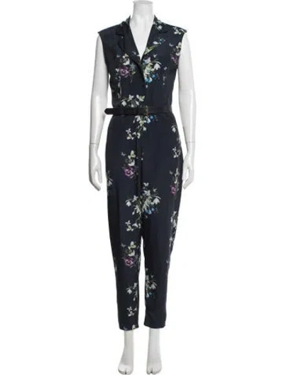 Pre-owned Ted Baker Floral Print Jumpsuit In Blue