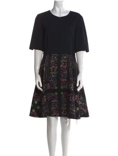 Pre-owned Ted Baker Floral Print Knee-length Dress In Black