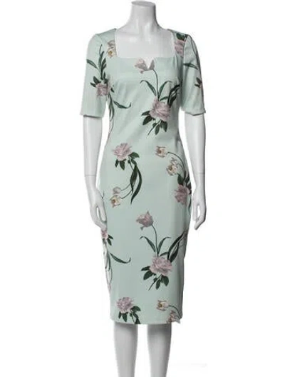 Pre-owned Ted Baker Floral Print Knee-length Dress In Green
