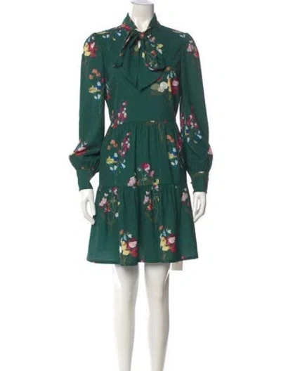 Pre-owned Ted Baker Floral Print Knee-length Dress In Green