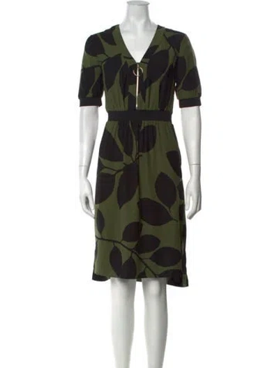 Pre-owned Ted Baker Floral Print Knee-length Dress In Green