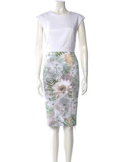 Pre-owned Ted Baker Floral Print Knee-length Dress In Multi