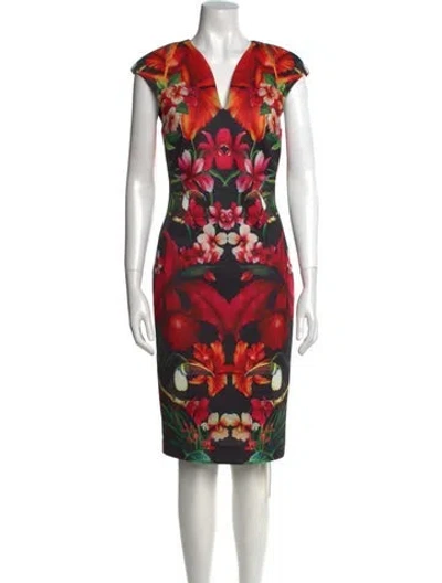 Pre-owned Ted Baker Floral Print Knee-length Dress In Multi