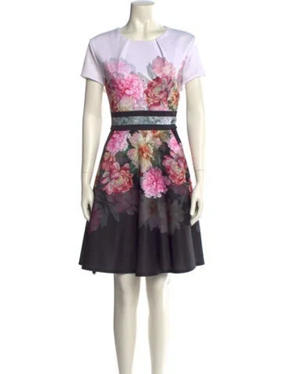 Pre-owned Ted Baker Floral Print Knee-length Dress In Multi