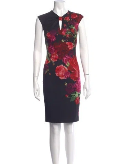 Pre-owned Ted Baker Floral Print Knee-length Dress In Multi