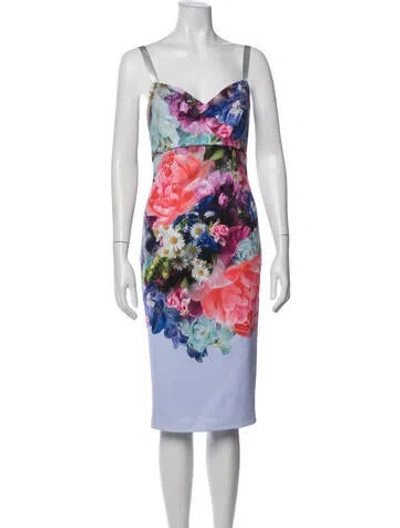Pre-owned Ted Baker Floral Print Knee-length Dress In Multi