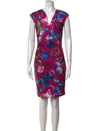 Pre-owned Ted Baker Floral Print Knee-length Dress In Multi