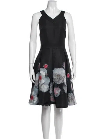 Pre-owned Ted Baker Floral Print Knee-length Dress In Multi