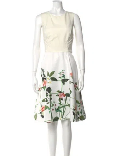 Pre-owned Ted Baker Floral Print Knee-length Dress In Neutral