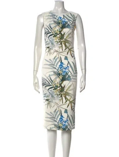 Pre-owned Ted Baker Floral Print Knee-length Dress In Neutral