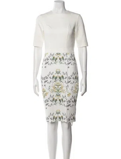 Pre-owned Ted Baker Floral Print Knee-length Dress In Neutral
