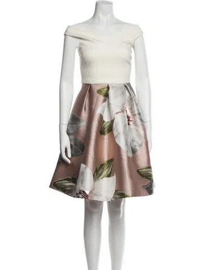 Pre-owned Ted Baker Floral Print Knee-length Dress In Neutral