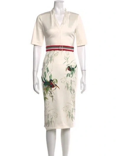 Pre-owned Ted Baker Floral Print Knee-length Dress In Neutrals