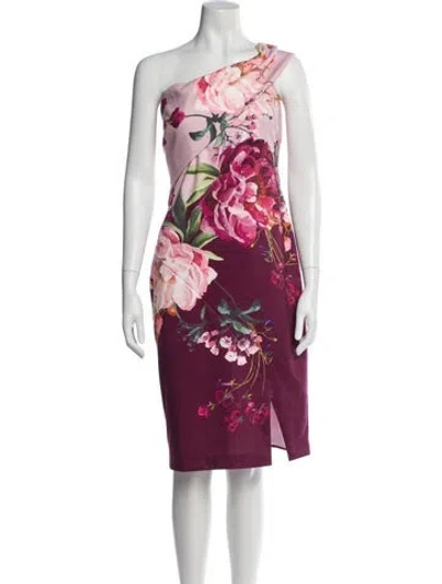 Pre-owned Ted Baker Floral Print Knee-length Dress In Pink