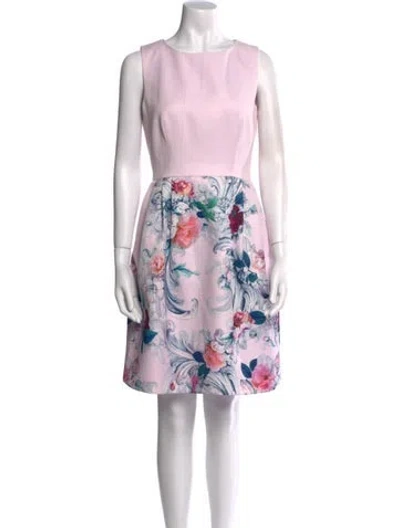 Pre-owned Ted Baker Floral Print Knee-length Dress In Pink